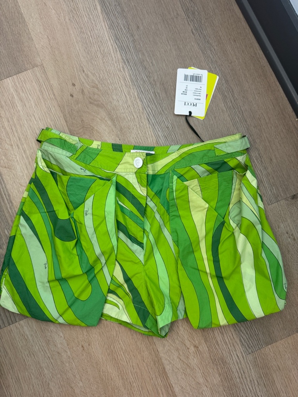 Emilio Pucci Lime and Kelly Green Wave-Print Shorts